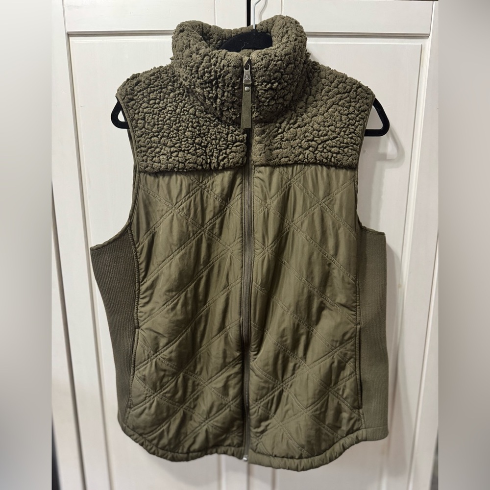 prAna Women's Esla Quilted Fleece Lined Vest in slate green XL - Picture 2 of 6
